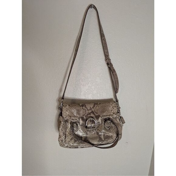 COACH CAMPBELL EXOTIC SNAKESKIN EMBOSSED LEATHER Crossbody Bag Purse - Picture 1 of 7